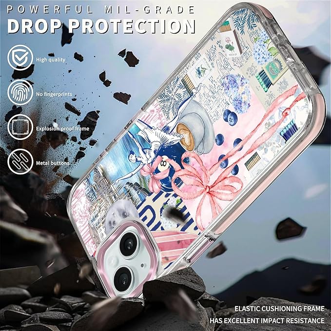Case for iPhone 14 Plus/15 Plus,[Compatible with MagSafe],Pink Bow Girly Coquette Collage Phone Case Design，for Women Girls Magnetic Clear Cover - Slim, Sleek, & Shockproof Protection