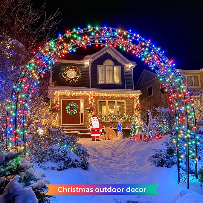 JMEXSUSS 2 Pack Solar String Lights Outdoor Waterproof, Total 400 LED 151FT Solar Christmas Lights Outdoor, 8 Modes Christmas Light for Outside Patio Yard Tree Decorations, Multicolor