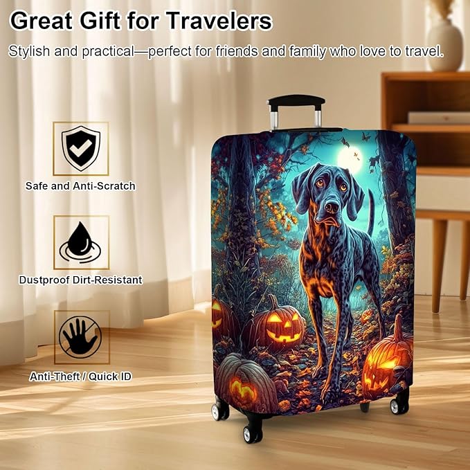 Luggage Cover Protector for 26-28 Inch Suitcases, TSA Approved Elastic Travel Suitcase Covers, Anti-Scratch Washable Luggage Sleeve for Carry On & Checked Bags, Shorthaired Pointer Dog