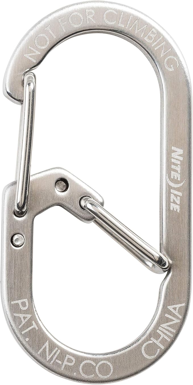 Nite IZE GS1-11-2R6 G-Series Dual Chamber Carabiner, Size #1,Stainless Steel, 2 Count (Pack of 1)
