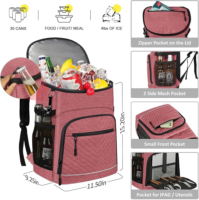 Cooler Backpack Insulated Leakproof Waterproof Backpack Cooler Bag 30/45 Cans, Large Capacity Lightweight Travel Camping Beach Backpack Cooler Ice Chest for Men and Women