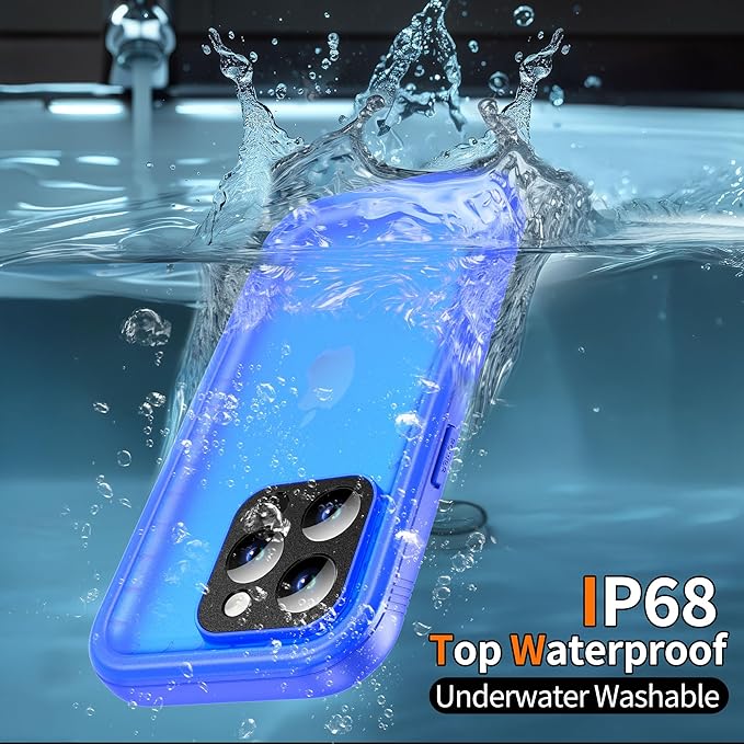 Cozycase for iPhone 15 Pro Waterproof Shockproof Dustproof Case - Heavy Duty/360 Full Body/Military Grade/Protective/Rugged 【8FT Drop Proof】 Built in Screen/Camera Protector with Lanyard Blue