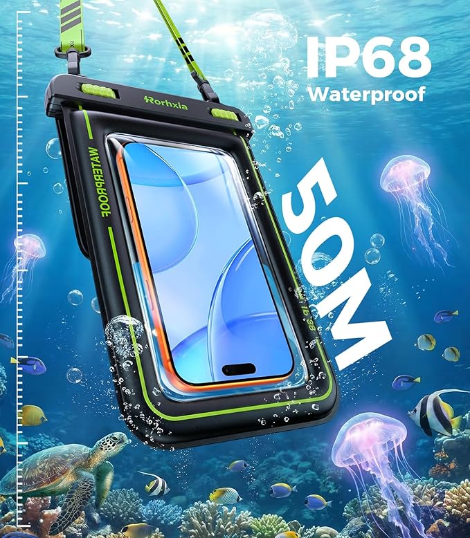 Rorhxia [Enhanced Waterproof Freedom] IP68 Waterproof Phone Pouch Double Space, Floating Waterproof Phone Case with Lanyard Dry Bag for iPhone 17 Pro Max 16 15 S26 S25 Travel Beach & Water Adventures
