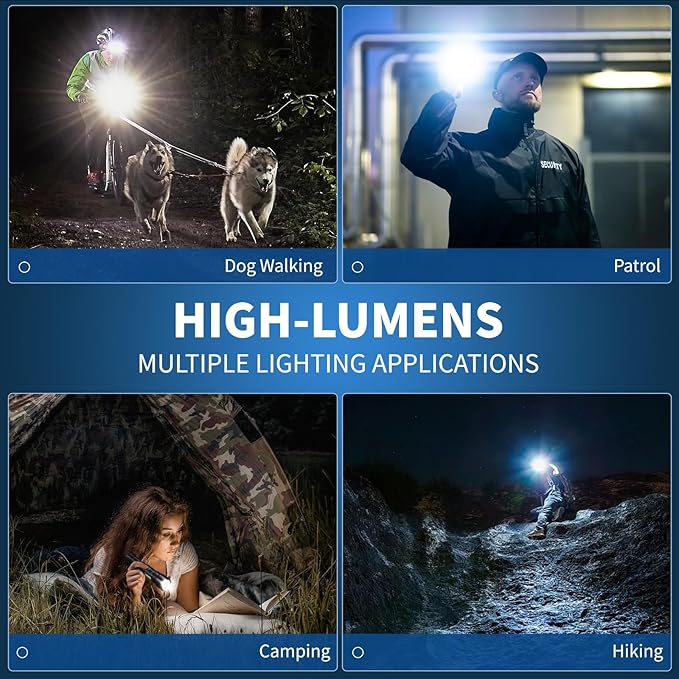 Flashlight Rechargeable Flashlights High Lumens, 99,000 LM Bright LED Flashlight Powered Flash Light, USB Rechargeable Flashlights & Waterproof Handheld Flash lights for Home Camping Hiking(2 Pack)