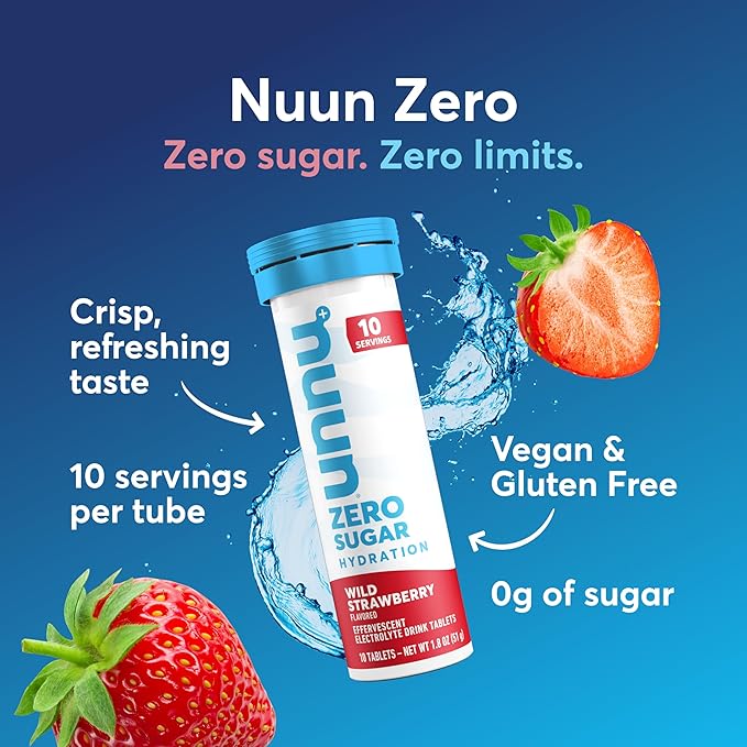 Nuun Zero Sugar Hydration Electrolyte Tablets - Magnesium, Calcium, Potassium, Chloride & Sodium, Light & Delicious Fruit Flavors, No Sugar, Gluten Free, Vegan, Mixed Berry 4 Pack (40 Servings Total)