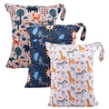 babygoal Wet Dry Bags for Baby Cloth Diapers, Washable Travel Bags, Beach, Pool, Gym Bag for Swimsuits & Wet Clothes with Two Zippered Pockets 3 Pack, 3LN25