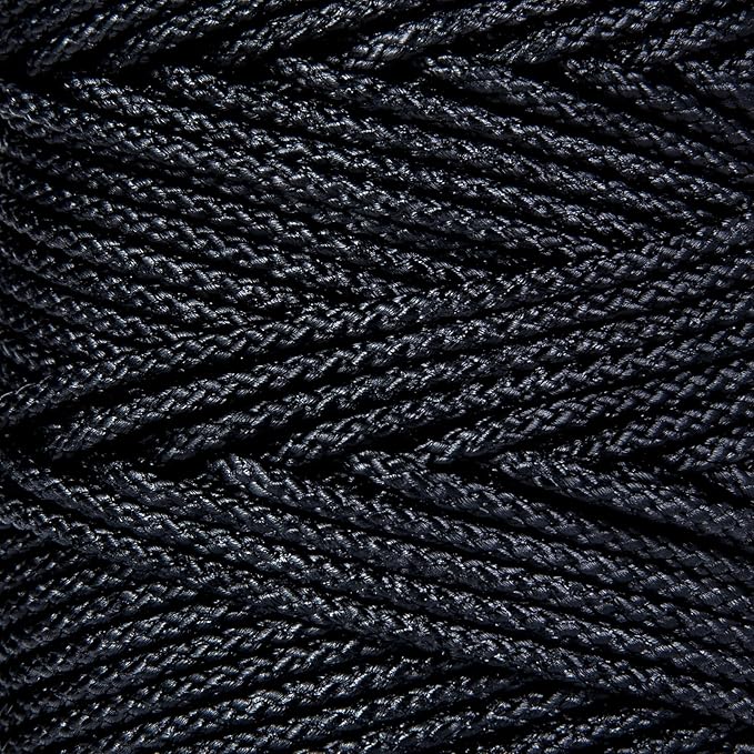 HONGDA Braided Tarred Bank Line Braided Nylon Twine, 318 Feet #24 Bank Line, Black Tarred String 1.85mm for Trotline, Construction, Gear Tying, Jungle Survival