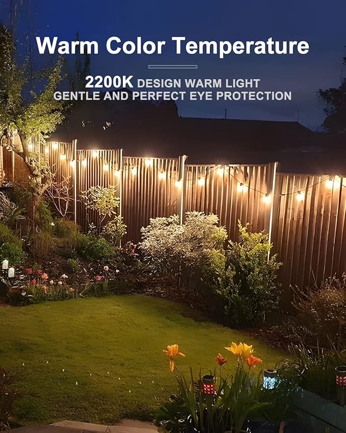 Lightdot 500FT Outdoor String Lights, LED Bistro String Lights with Shatterproof ST38 Bulbs, 2200K Dimmable, Waterproof Hanging Lights for Porch, Party, Garden, Backyard, Balcony - ETL Listed