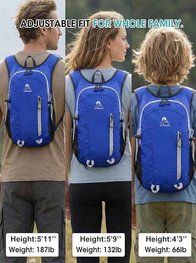 Foldable Small Hiking Backpack with 3 Strap Pockets – Lightweight 300D Spill-proof Daypack for Men Women – Packable Small Travel Backpack with Chest Strap & Trekking Pole Holder – Durable Outdoor Bag
