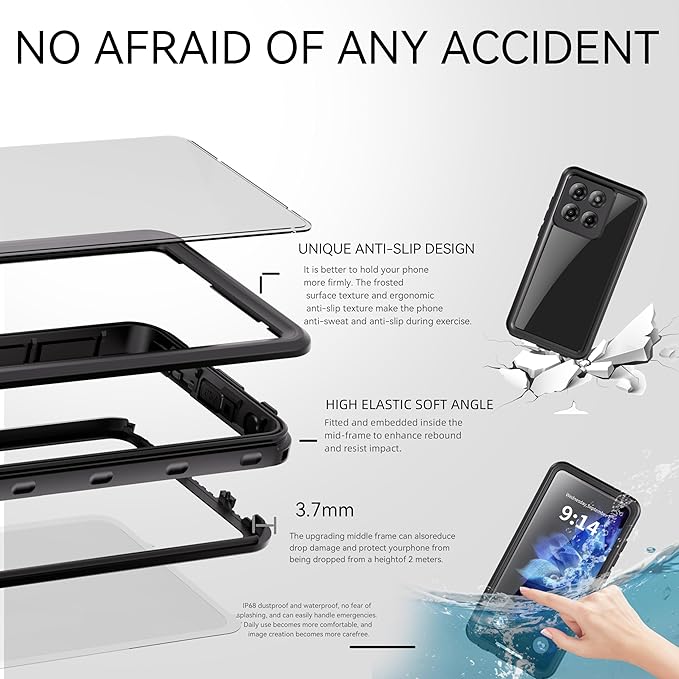 Lunivop Compatible with Motorola Moto G Stylus 5G 2025 Case 6.7'' Waterproof Dustproof IP68 Underwater Diving Clear Built-in Screen Protection Lanyard 【Military Grade Full Body】 for Moto G Stylus 5G