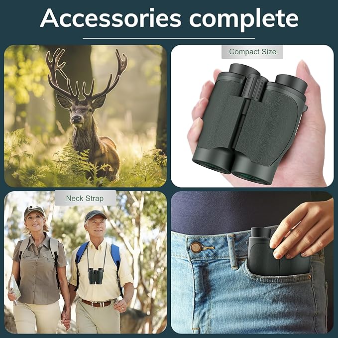 Compact Binoculars for Adults High Powered - OPAITA 20x32 Small Binoculars for Adults Kids with Low Light Vision for Bird Watching Hunting Cruise Ship Travel Concert Hiking Gifts for Men Women Green