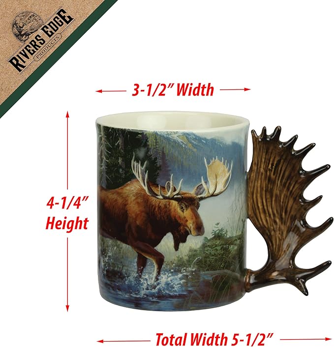 Rivers Edge Products 3D Ceramic Coffee Mug with Handle, 15 Ounces, Espresso Cups and Coffee Cups Ceramic, Perfect for Coffee, Expresso, Latte, or Tea