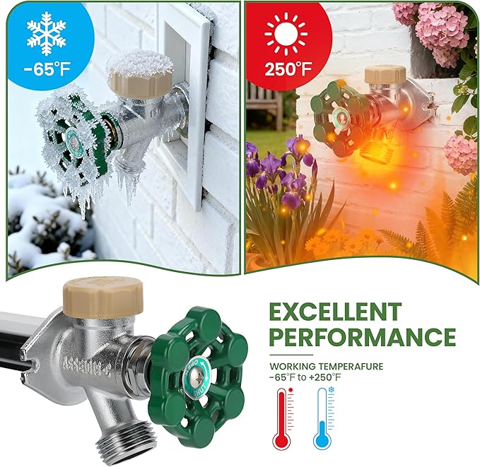 Watflow 12 Inch Anti-Siphon Frost Sillcock, ASME B16.34, Frost-Proof Outdoor Water Faucet, Wall Mount, 1/2" Push-to-Fit Connector to 3/4" GHT Hose Bib, 120 PSI, Outdoor/Frost-Proof Spigot