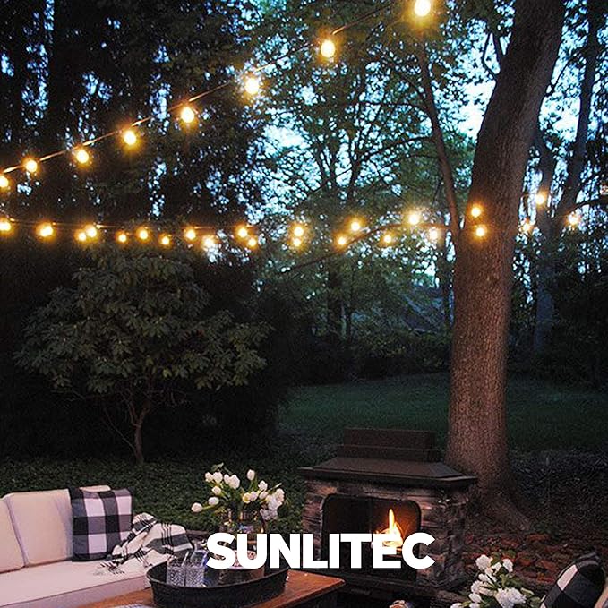 Sunlitec Solar String Lights Waterproof LED Indoor/Outdoor Hanging Umbrella Lights with 25 Bulbs - 27 Ft Patio Light for Deckyard Tents Market Cafe Gazebo Porch Party Decor (25 Light Bulb)