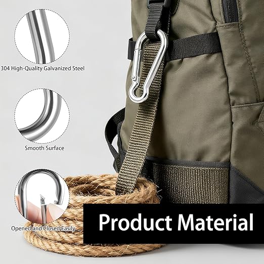 100 Pack M5 Spring Snap Hook Carabiner, Heavy Duty Galvanized Steel Quick Link Carabiner Clip, 200LBS Holding Capacity for Swing Hammock Travel Camping Fishing Hiking Gym Outdoor