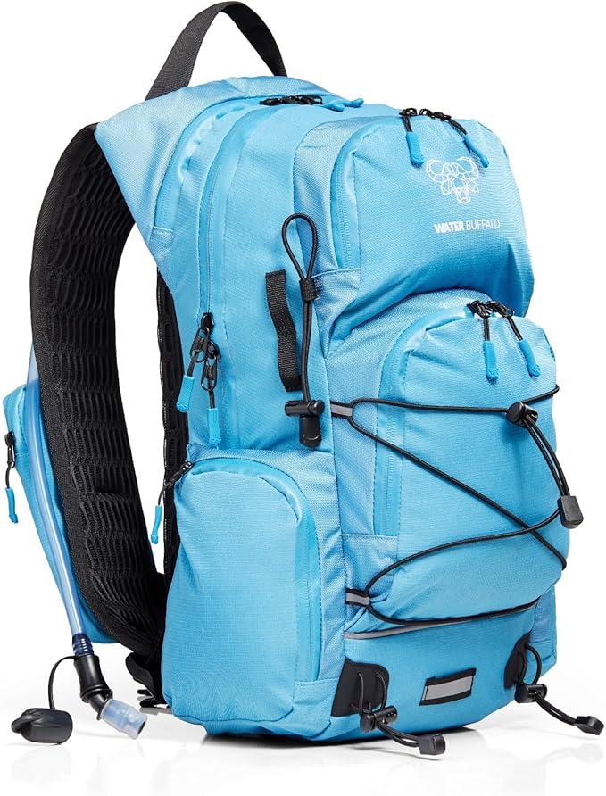 Water Buffalo Hydration Backpack - Sherpa 22L Hiking Backpack with Water Bladder - Water Backpack for Hiking with Waterproof Zippers, Phone & Pole Holders