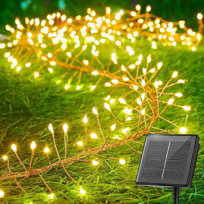 Brightown Solar String Lights for Outside, 19.6Ft 240 LED Solar String Lights Outdoor Waterproof, Solar Fairy Lights with 8 Modes for Patio Party Garden Yard Home, Warm White