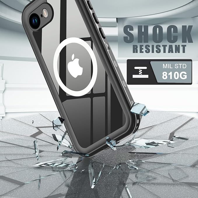 for iPhone 16e Case Waterproof, [Shockproof] [Dustproof] [IP68 Waterproof] Full-Body Hard Case Built-in [Lens Screen Protection] for Diving Case (Black, for iPhone 16e 6.1in)
