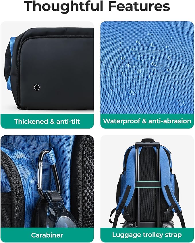 BAGSMART 2 Piece Swim Bag for Swimmers with Shoe Compartment, 35L Waterproof Swim Backpack for Men and Women, Swimming Sports Gym Bag