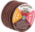 Mandala Crafts Round Genuine Distressed Brown Leather Cord for Jewelry Making – 5mm Cowhide Leather Rope String Lace for Kumihimo – 4.4 Yards Cowhide Craft Cording Spool