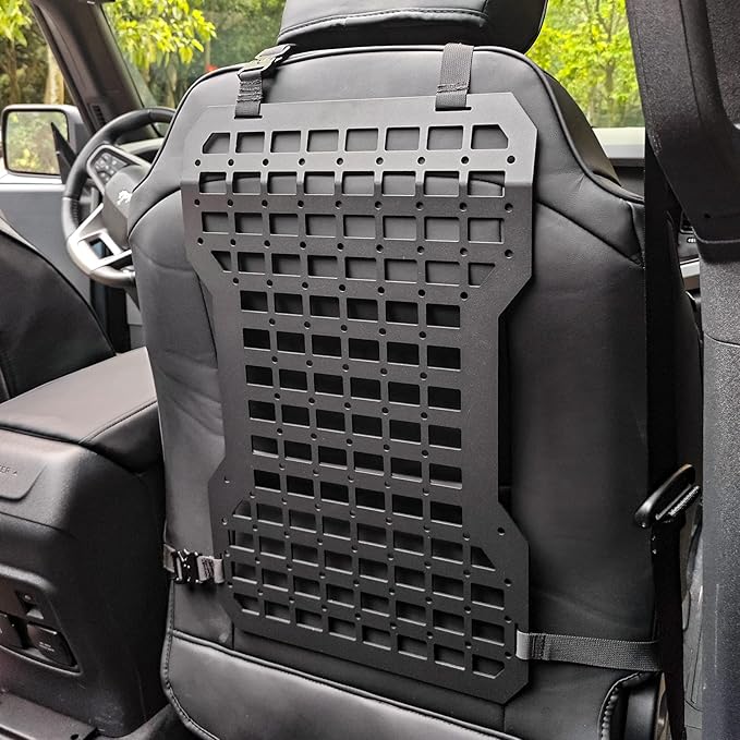 MAIKER 2pcs Tactical Seat Back Molle Panel Compatible with 2021-2025 Ford Bronco, Tactical Rigid Molle Aluminum Insert Panel with 4 Storage Bags and 10 Fastening Tape