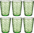 14-ounce Plastic Tumblers, Acrylic Drinking Glasses, set of 6 Green Reusable Plastic Cups, Stackable, BPA-Free, Shatter-Proof, Dishwasher-Safe
