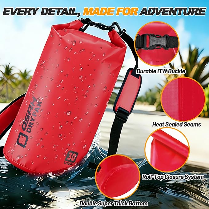 Waterproof Dry Bag, 5L/10L/20L/30L/40L Roll Top Lightweight Storage Backpack with Phone Case for Women & Men, Floating Waterproof Sack for Travel, Swimming, Kayaking, Paddle Board, Camping & Beach