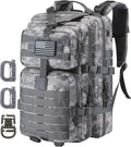 Hannibal Tactical MOLLE Assault Backpack, Tactical Backpack Army Military Camping Rucksack, 3-Day Pack Travel Trip w/USA Flag Patch, D-Rings, ACU Camo