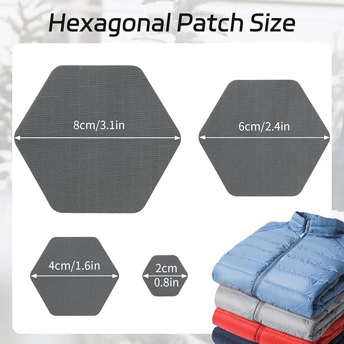 J.CARP 16PCS Nylon Repair Patches, Self Adhesive & Waterproof Patches, Nylon Repair Patches for Down Jacket, Clothing, Holes, Tents, Sleeping Bags, Umbrella, Etc(Grey)