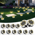 Solar Ground Lights Outdoor, 12 Pack Solar Lights Outdoor Waterproof, Mini Flat Solar-Powered Garden Light, Landscape Lighting for Garden Yard Lawn Pathway Walkway Driveway Backyard Decor, Warm White