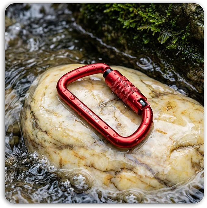 FresKaro 3inch 12kN-2698lbs Auto Locking Carabiner Clips, Solid D Shape, Heavy Duty 7075 Aluminum, Lightweight 1.09oz, Rust Proof, for Hammock, Hiking, Dog Leash, Keychain etc., Multi-Colors