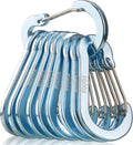 Booms Fishing CC5 Multi-Use Carabiner Clips, 10 Pack 2.7" Small Caribeener Clips, Mini Keychain Aluminum Caribeaner Clip