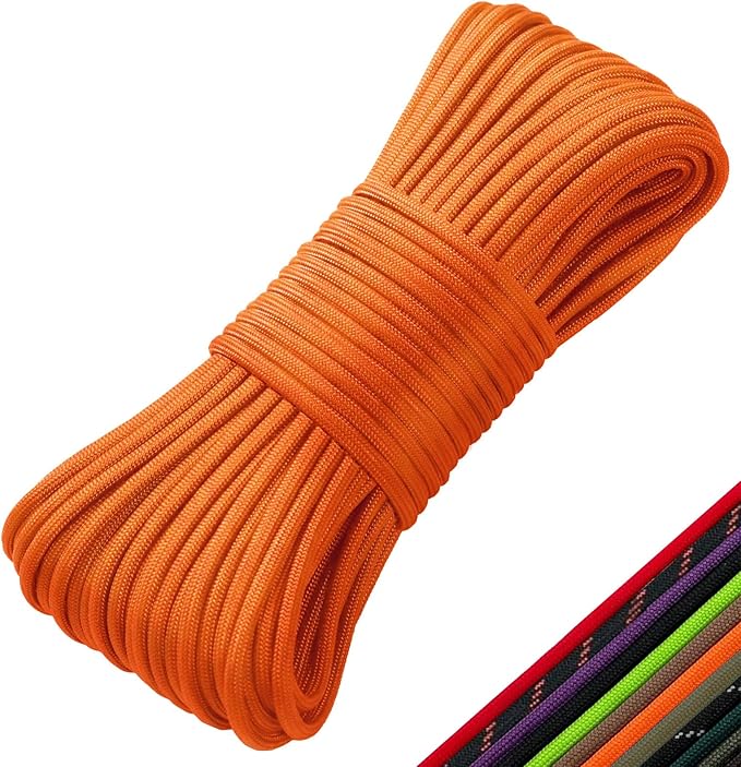 Paracord 550 Rope 100 Feet 5/32 Inch 7 Strand Type III Nylon Rope Parachute Cord for Survival Gear, Hiking, Camping, and Outdoor Use