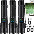 Kmivo Rechargeable Led Flashlight High Lumens - 99,000lm Bright Powerful Flash Light with 5 Modes, Waterproof Handheld Linterna for Home, Camping(3 Packs)
