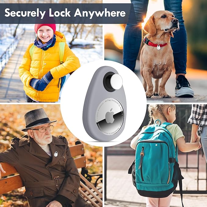 for Airtag Holder for Kids Hidden 4 Pack GPS Tracker Case, Anti-Removal Security Air Tag Case with Pins, GPS Cover Suitable for Children, Elderly, Pets, Backpack, Luggage (Black, Blue, Grey, Pink)
