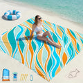 Famstar Beach Blanket Oversized Extra Large 78" X 81",Waterproof Sandproof Beach Blanket 1-7 Adults Lightweight Durable for Travel Camping Hiking Picnic