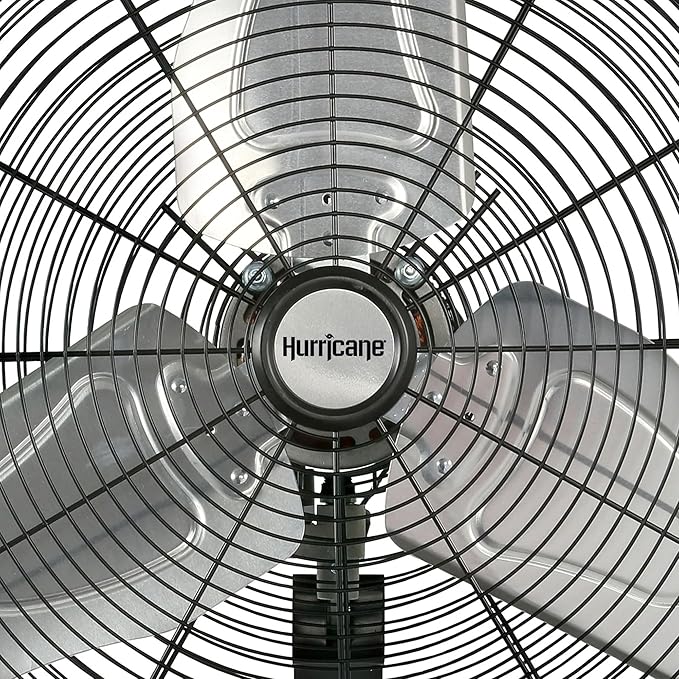Hurricane Pro Commercial Grade Oscillating Metal Wall Mount Fan w/ 3 Speeds, Black, 20" - Corded Electric Air Cooling Unit w/ Powerful 4600 CFM Airflow for Home, Garage, Gym, Workshop & Greenhouse