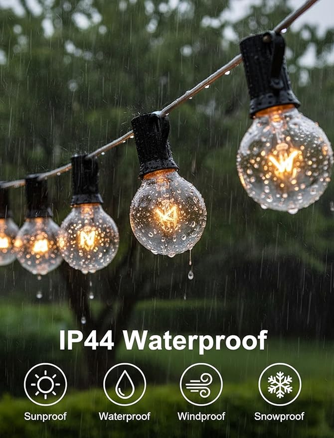 G40 Replacement Bulbs, 15 Pack Incandescent Light Bulbs for Outdoor String Lights, 5 Watt E12 Bulb Candelabra Base, Clear Globe Light Bulbs for Patio Cafe Garden Decor, Warm White 120V 5W
