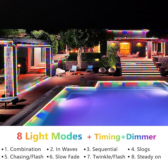 KNONEW 164FT 1000LED Rope Lights for Outside,Outdoor String Lights Waterproof 8 Modes Clear Tube Light for Indoor,Bedroom,Wedding,Garden,Patio,Christmas,Tree,Rv,Holiday Decoration(Multicolor)