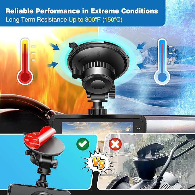 Double-Sided Adhesive Pads for Dash Cam Mount – 4-Pack 2.2" (56mm) Round High-Bond Heat-Resistant Mounting Tape for Windshield, Dashboard, GPS & Camera Holders – Includes Adhesion Promoter