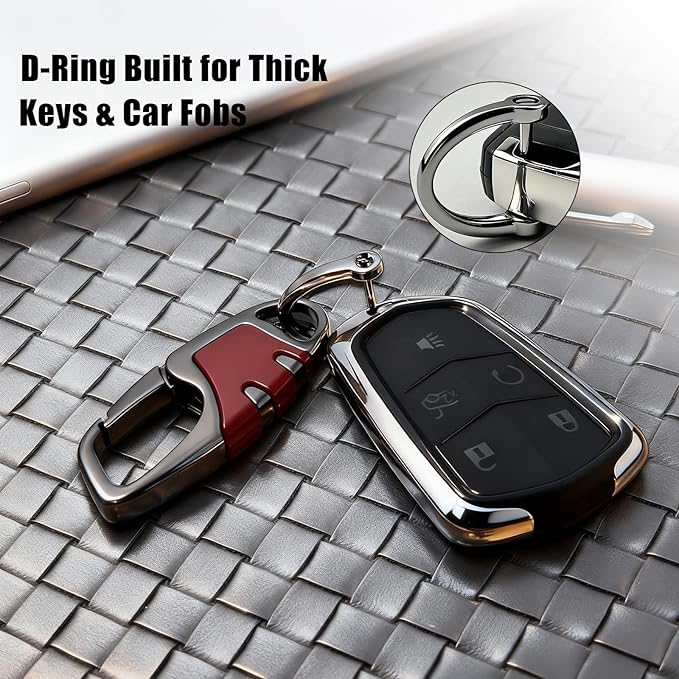 Keychain with Carabiner Clip, 4 Heavy Duty Key Rings and D Ring for Men's Car Key Fob Holder Fits Belt Loops