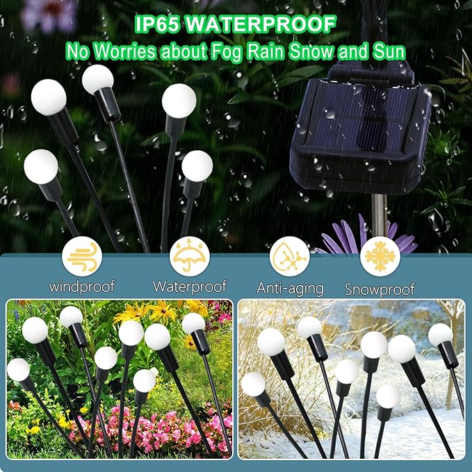 Kohlrabi Solar St Patricks Day Lights Outdoor, 4 Pack 32 LED Solar Green Firefly Lights Waterproof, Starburst Wind Swaying Light for Outside Yard Patio Planter Flower Bed Walkway Christmas Decoration
