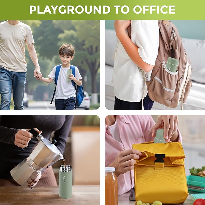 【Upgraded】Exllena Small Insulated Water Bottle 8 oz/250ml– Mini Insulated Water Bottle for Hot & Cold Drinks, Perfect Small Water Bottle for Travel, Purse...(Sage Green)