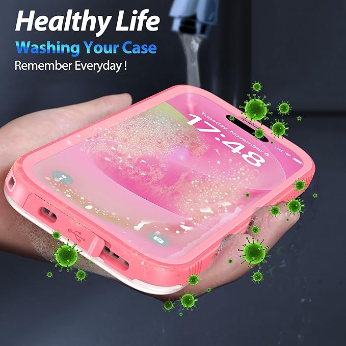 SPORTLINK for iPhone 17 Case - IP68 Waterproof Military Protective Full Body Heavy Duty Shockproof 360 Sealed Dustproof with Camera Screen Protector Phone Cover for iPhone 17 6.3" Pink