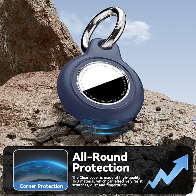 for Apple AirTag 2nd & 1st Gen, Waterproof Case for AirTag Holder Keychain,GPS Tracker Cover for Dog,Car Key,Luggage-G2-Black+Navy Blue