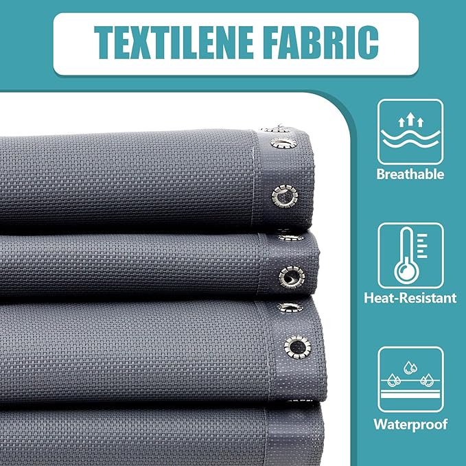 Queekay Chair Replacement Fabric with 4 Bungee Cord Lounge Chair Cloth Mesh Repair Kit for Patio Recliner Outdoor Lawn Pool(63 x 17 Inch,Ice Grey)