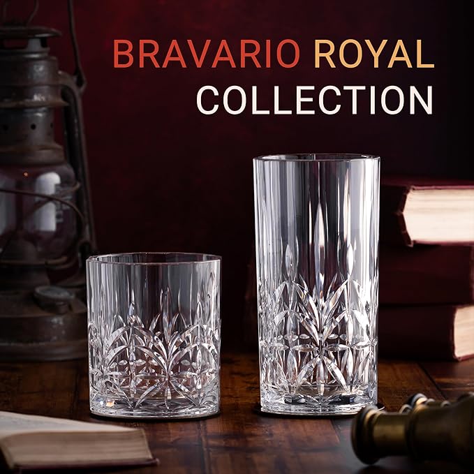 Bravario Unbreakable Plastic Whiskey Glasses | Shatterproof 100% Tritan Double Rocks | Dishwasher-Safe | BPA-free | Perfect for Outdoor Cocktail Bourbon | 13 oz, Set of 4