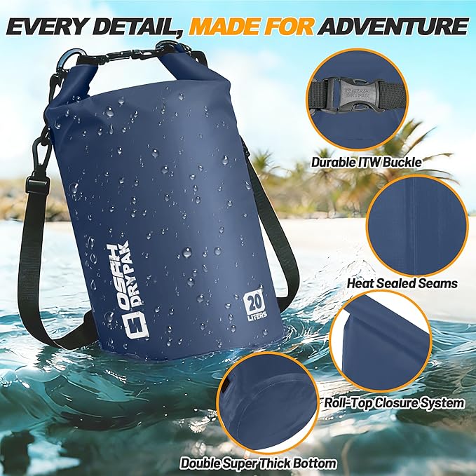 Waterproof Dry Bag, 5L/10L/20L/30L/40L Roll Top Lightweight Storage Backpack with Phone Case for Women & Men, Floating Waterproof Sack for Travel, Swimming, Kayaking, Paddle Board, Camping & Beach