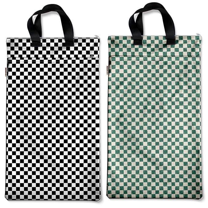 Mama Koala Reusable Hanging Wet Dry Bags for Baby Items, Cloth Diapers, Swimsuits, Travel, Gym Clothes, Beach, Pump Parts, Toiletries, Two Zippered Pockets, 2 Pack (W009L)