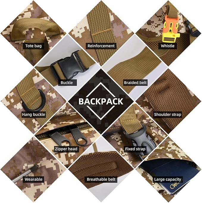 100L Camping Hiking Backpack,Molle military Tactical rucksack backpack,Waterproof Lightweight Hiking Backpack (Black)